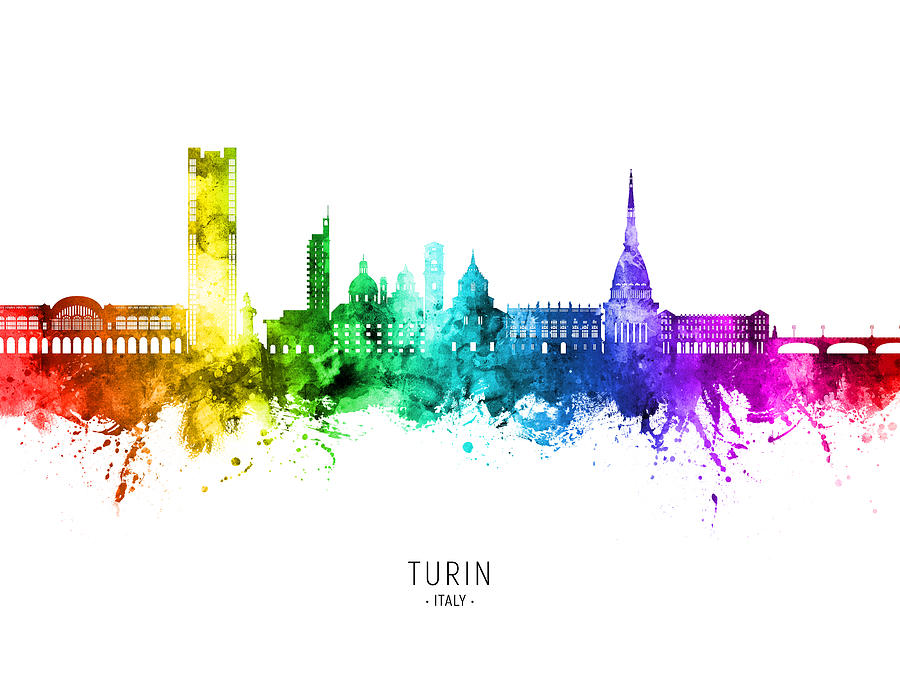 Turin Italy Skyline #07 Digital Art by Michael Tompsett