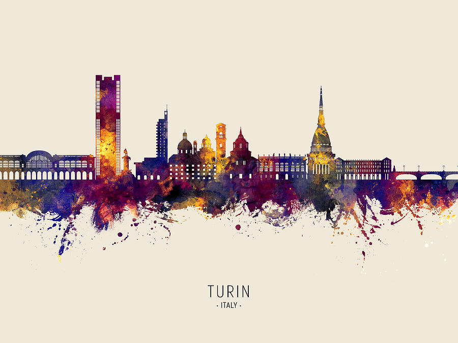 Turin Italy Skyline #08 Digital Art by Michael Tompsett
