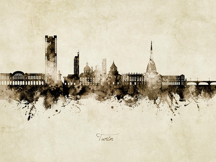 Turin Italy Skyline #09 Digital Art by Michael Tompsett