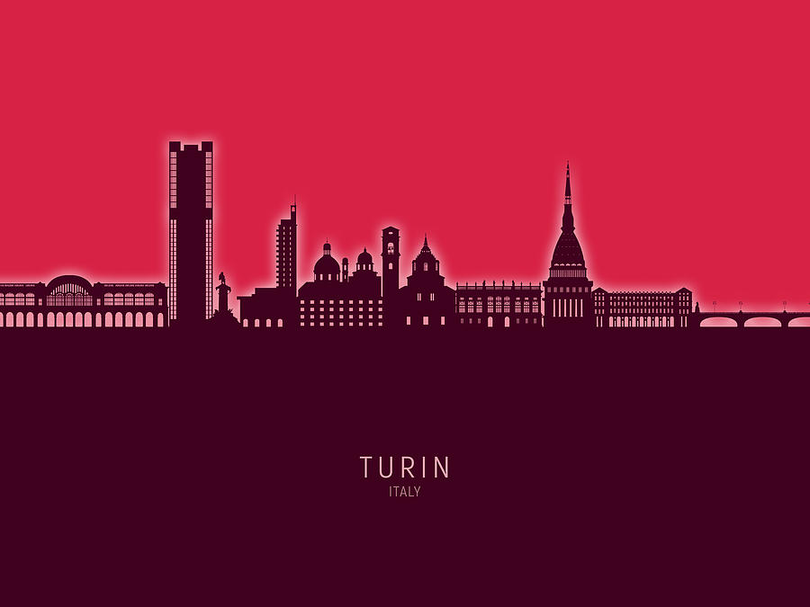 Turin Italy Skyline #22 Digital Art by Michael Tompsett