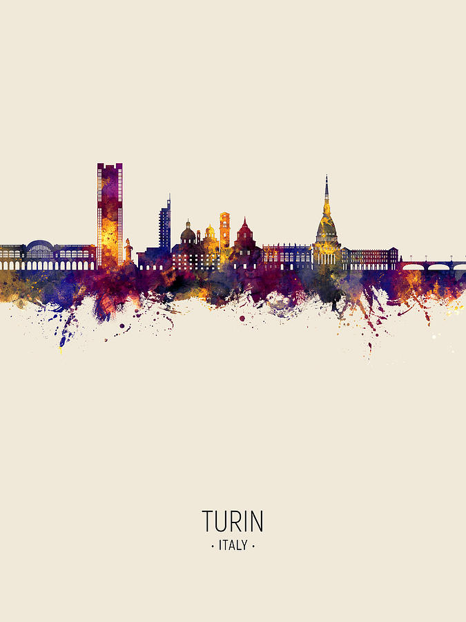 Turin Italy Skyline #26 Digital Art by Michael Tompsett
