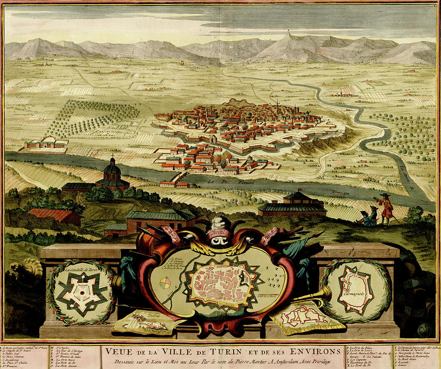 Map Drawing - Turin or Torino and Its Envisons 1700 by Vintage Maps