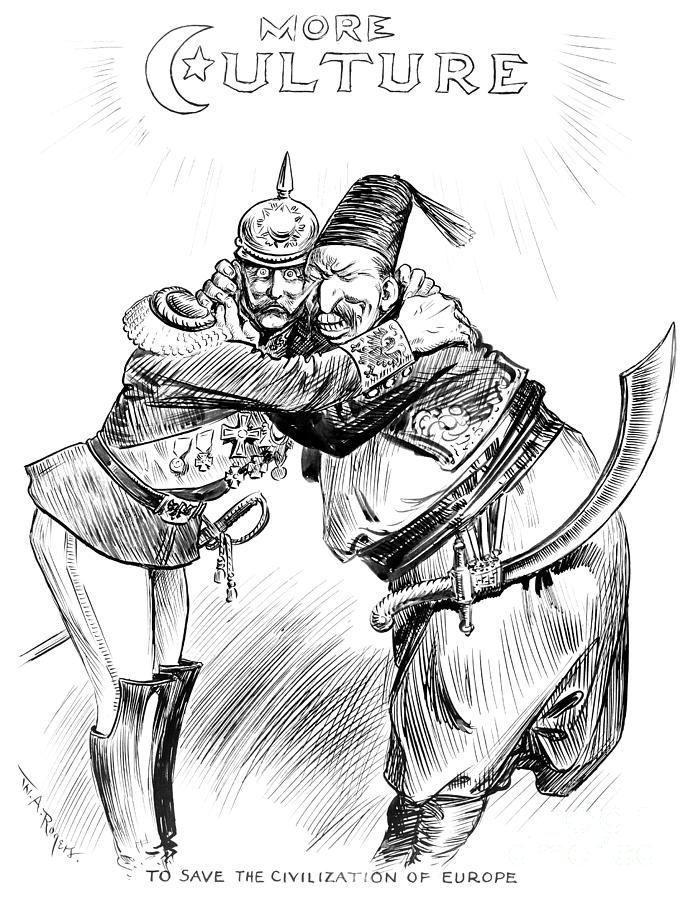 Turkey and Germany Cartoon, c1914 Drawing by William A Rogers
