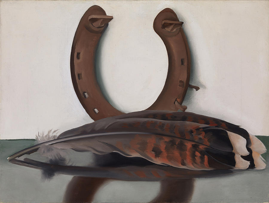Turkey Feathers With Horseshoe Painting by Georgia OKeeffe