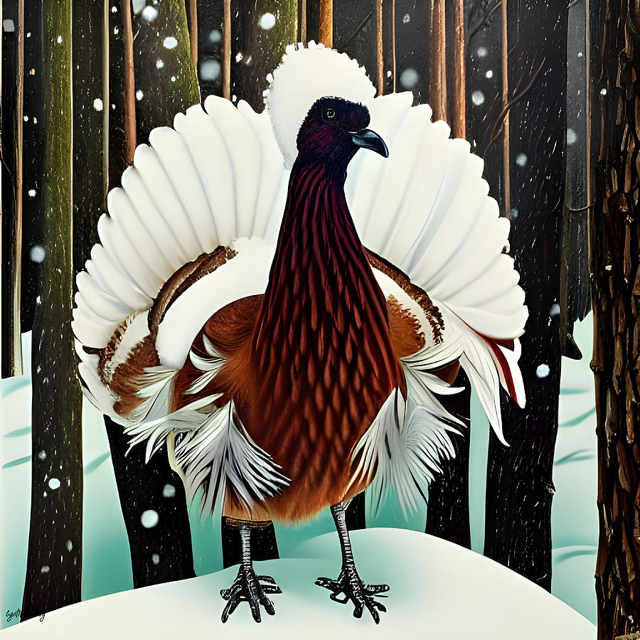 Turkey in the Snow Digital Art by Cindys Creative Corner