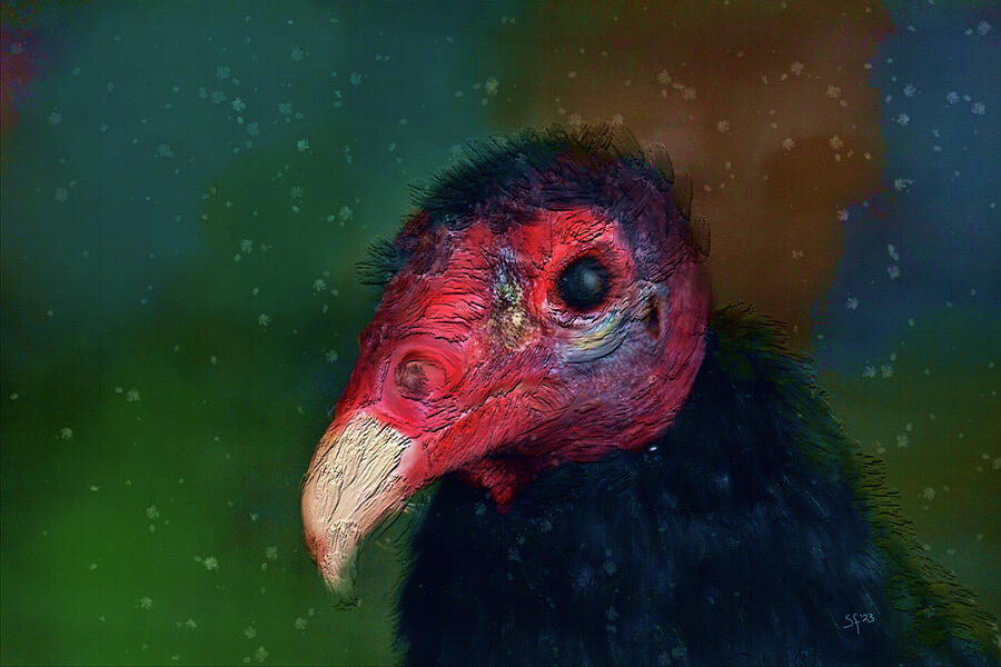 Turkey Vulture Portrait-Ugly is in the Eye of the Beholder Mixed Media by Shelli Fitzpatrick