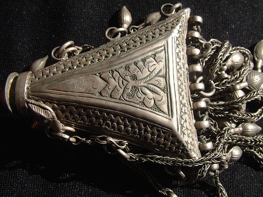 Turkoman silver incense container decorated with silver bells Jewelry by Turkoman silversmith