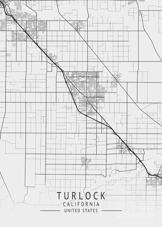 Turlock California Us Gray City Map Digital Art By Tien Stencil Fine Art America 3978