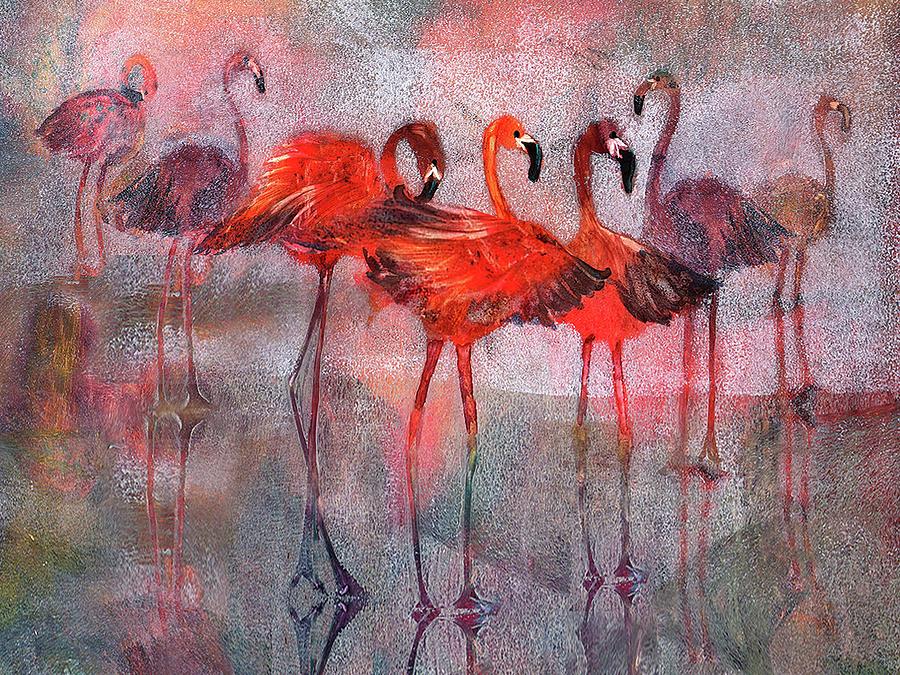 Turners Flamingos Painting by Lucy Lemay