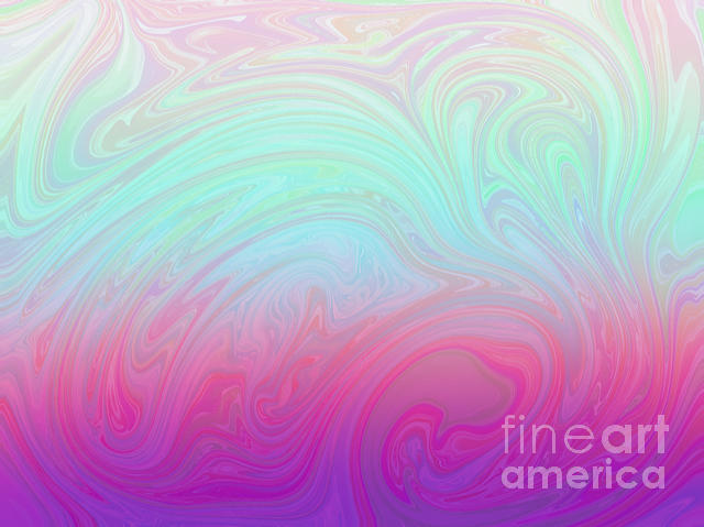 Turquoise and Pink Gradient Swirl Design Pattern Digital Art by Barefoot Bodeez Art
