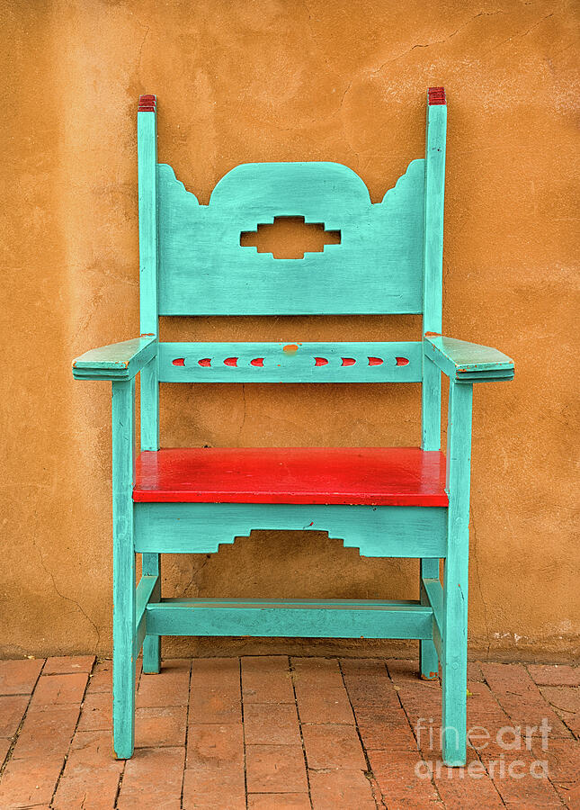 Turquoise and Red Chair Photograph by Jerry Fornarotto