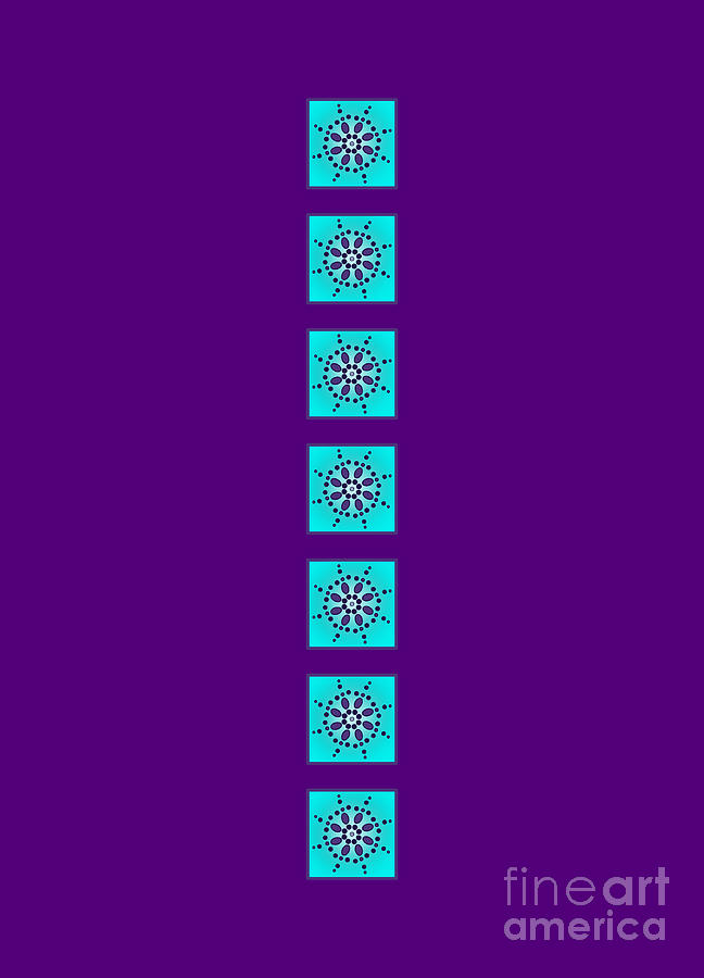 Turquoise and Violet Pebble Design Mandala Digital Art by Barefoot Bodeez Art
