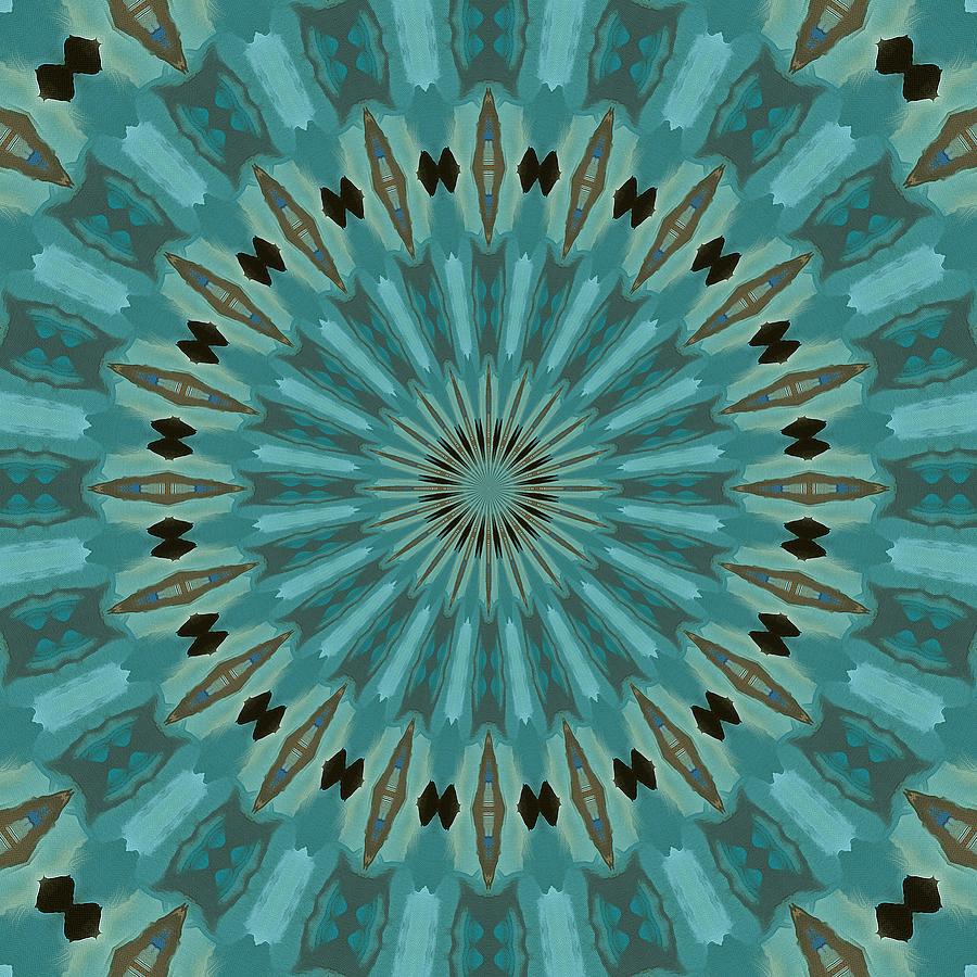 Turquoise Blue Abstract Kaleidoscope Pattern Digital Art by Taiche Acrylic Art