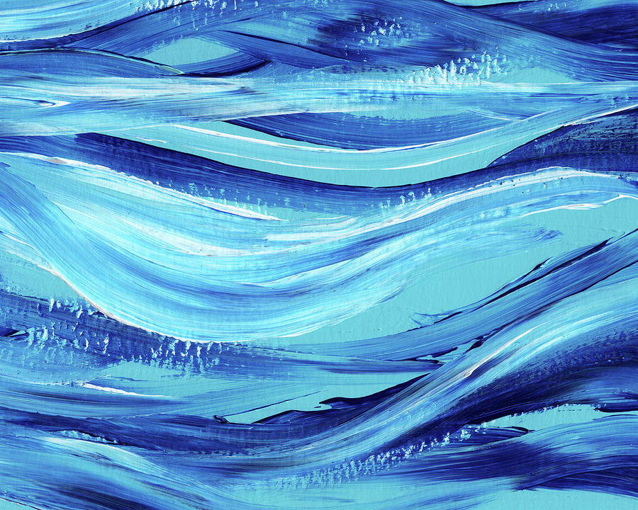 Turquoise Blue Curving Sea Waves  Painting by Irina Sztukowski