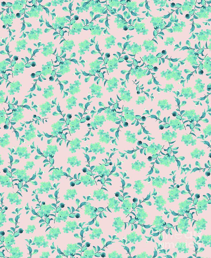 Flower Mixed Media - Turquoise Blush Mint Flower Pattern #1 #spring #floral #decor #art by Anitas and Bellas Art