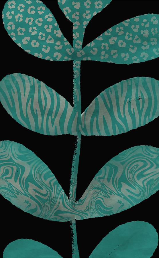 Turquoise Botanical Digital Art by Bonnie Bruno