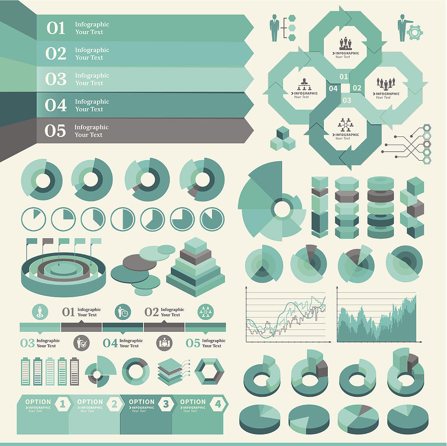 Turquoise Business Infographic Drawing by Artvea
