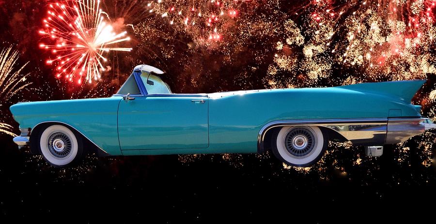 Turquoise Cadillac Convertible Photograph by Anne Sands
