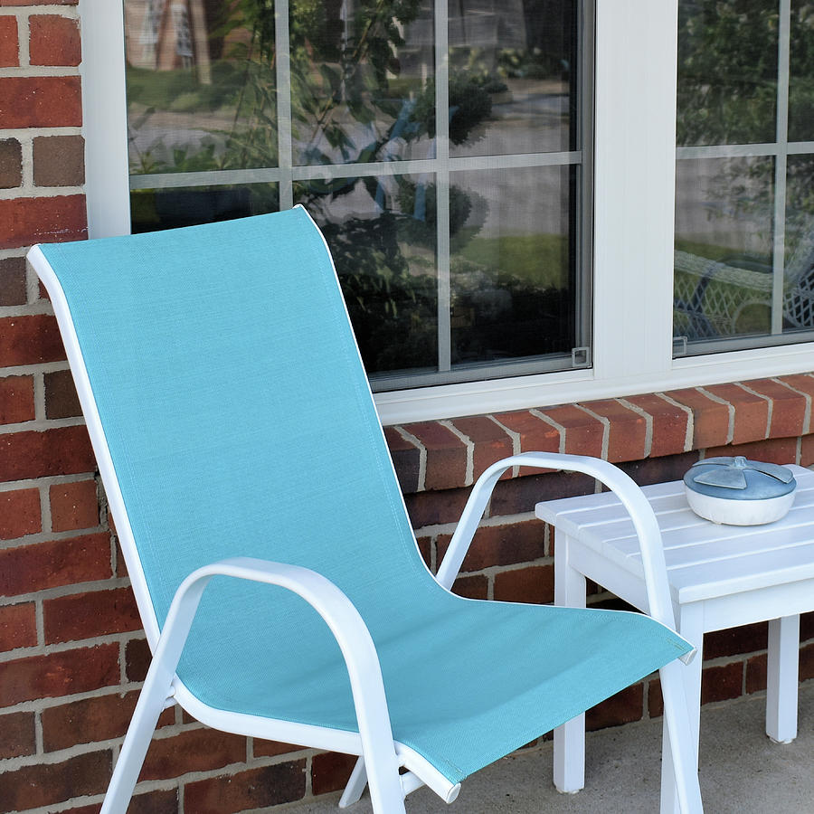 Turquoise Chair On The Porch Photograph by Kathy K McClellan