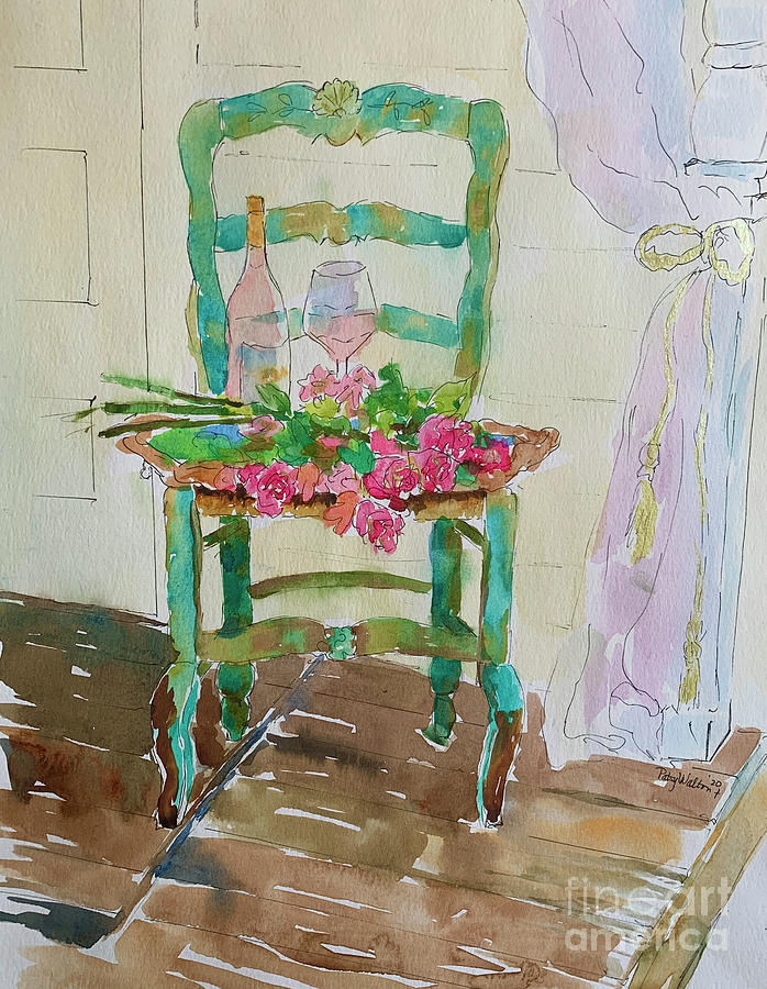 Turquoise Chair Painting by Patsy Walton