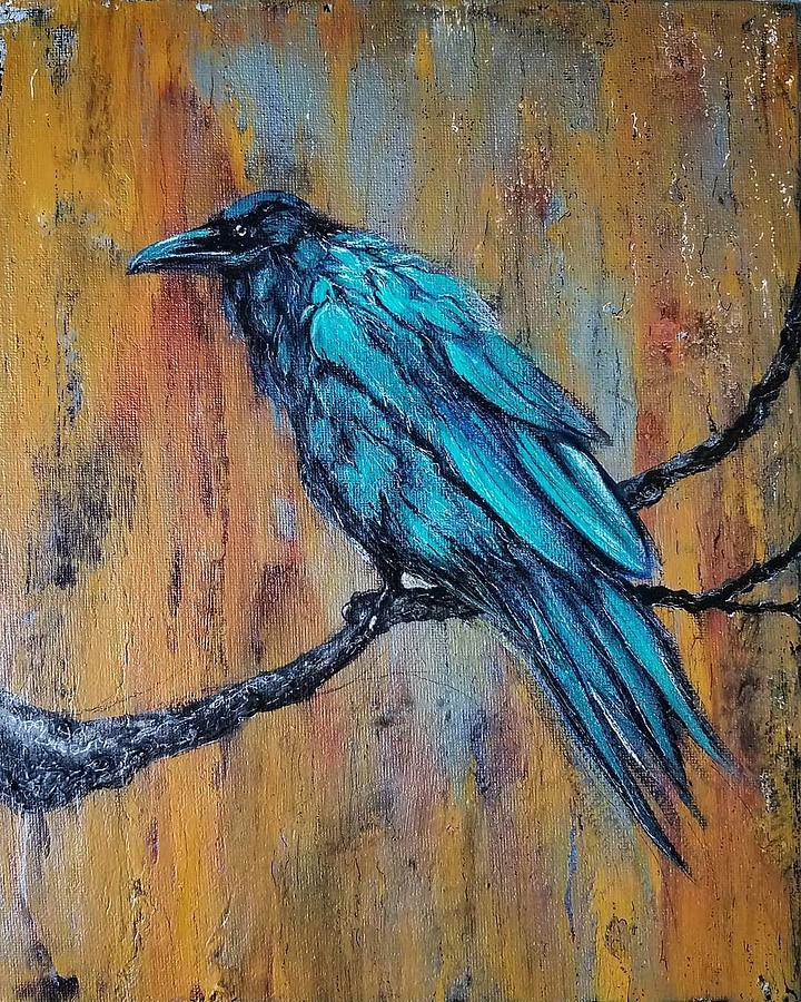 Turquoise Crow Painting by Sophia Rufin - Fine Art America