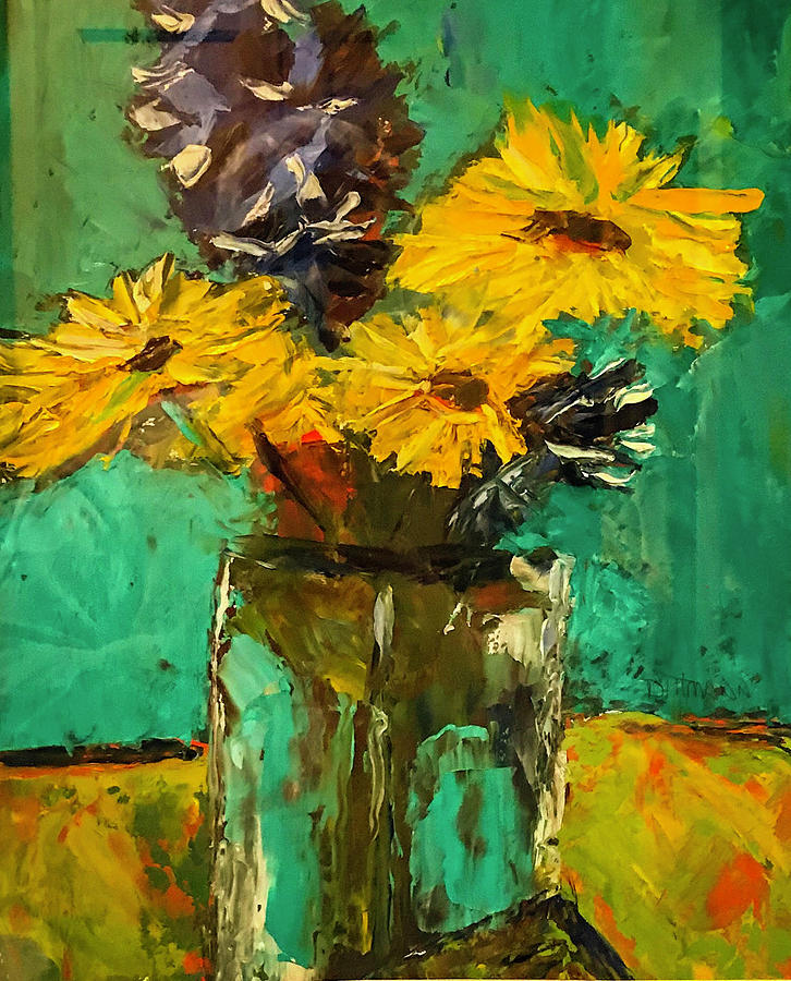 Turquoise Daisy Painting by Steve Dittmann - Pixels