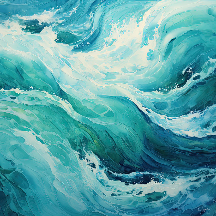 Turquoise Elegance - Seascapes Abstract Art Digital Art by Lourry Legarde
