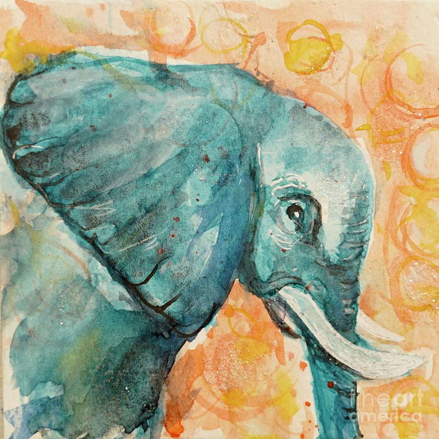 Turquoise Elephant 1 Painting