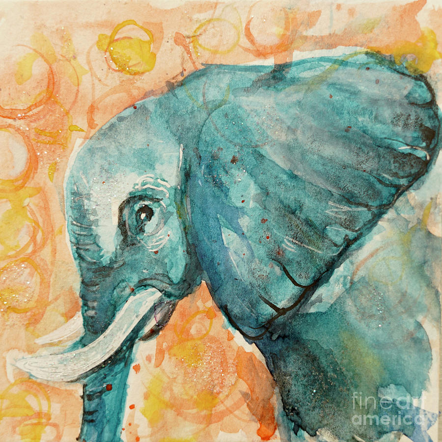 Turquoise Elephant 2 Painting