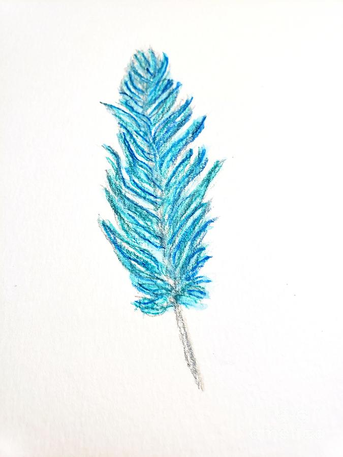 Turquoise Feather Painting by Margaret Welsh Willowsilk