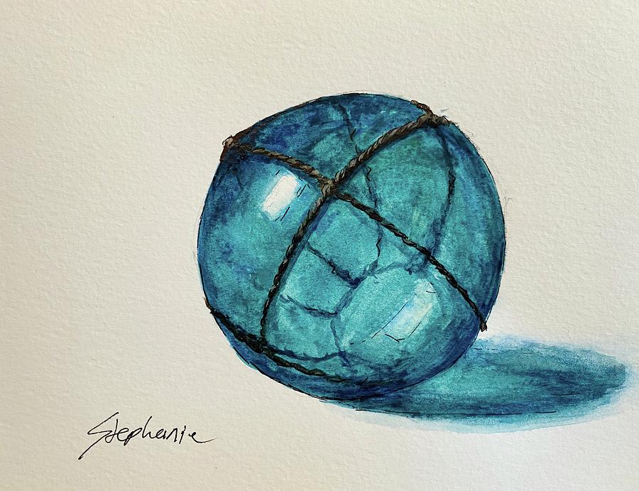 Glass Float Painting - Turquoise Float by Stephanie K Johnson