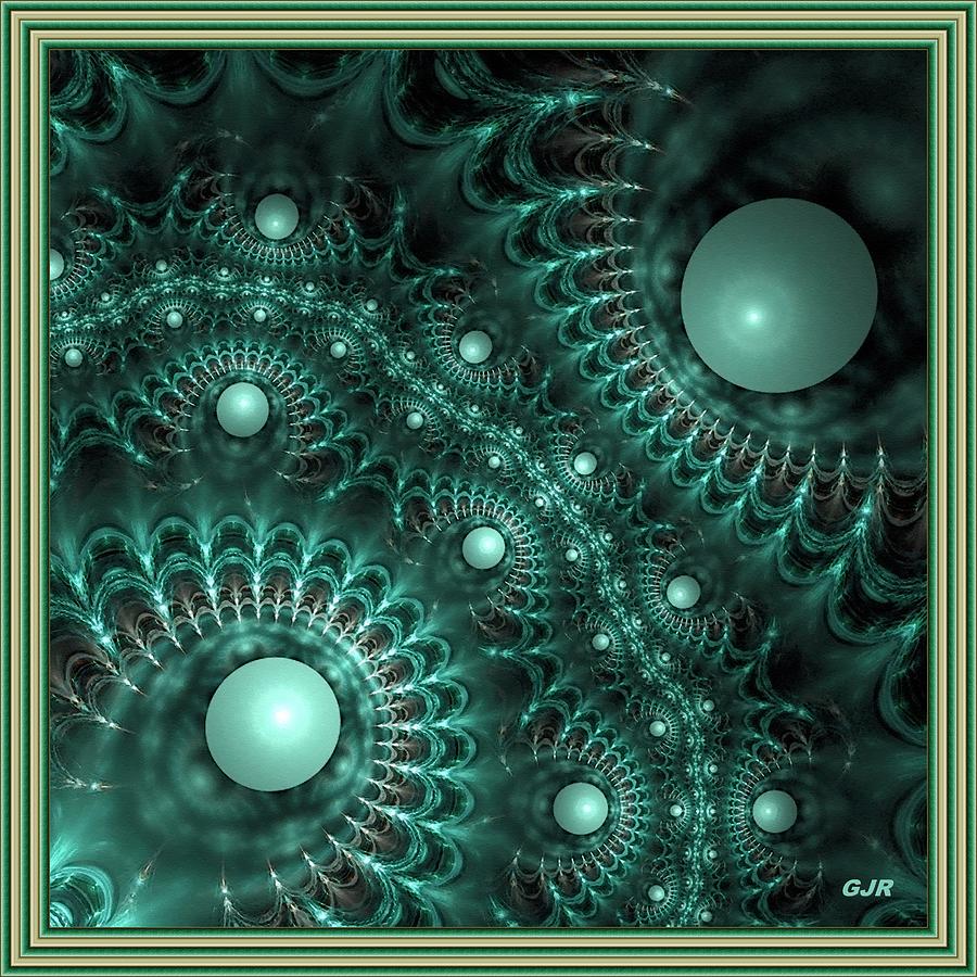 Turquoise Fractal For Louise L A S With Printed Frame. Digital Art