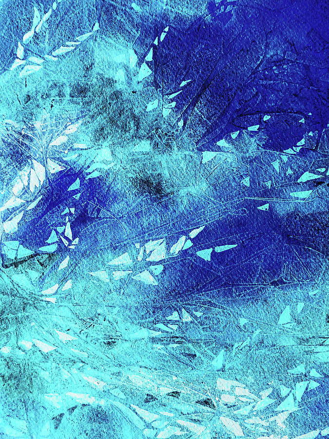 Turquoise Frost Blue Abstract Frozen Window Glass Painting