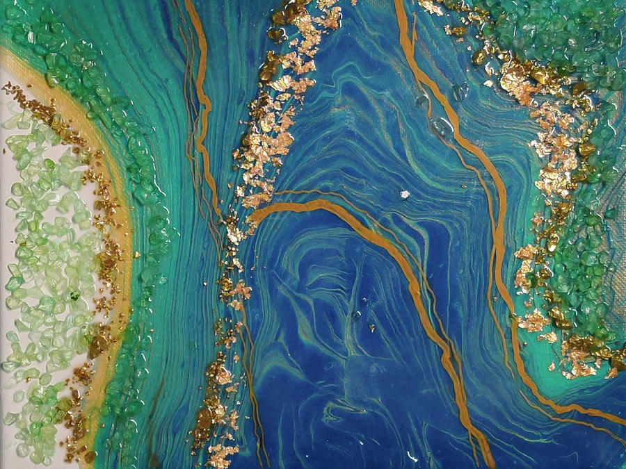 Turquoise Geode 1 Painting by Sonal Raje