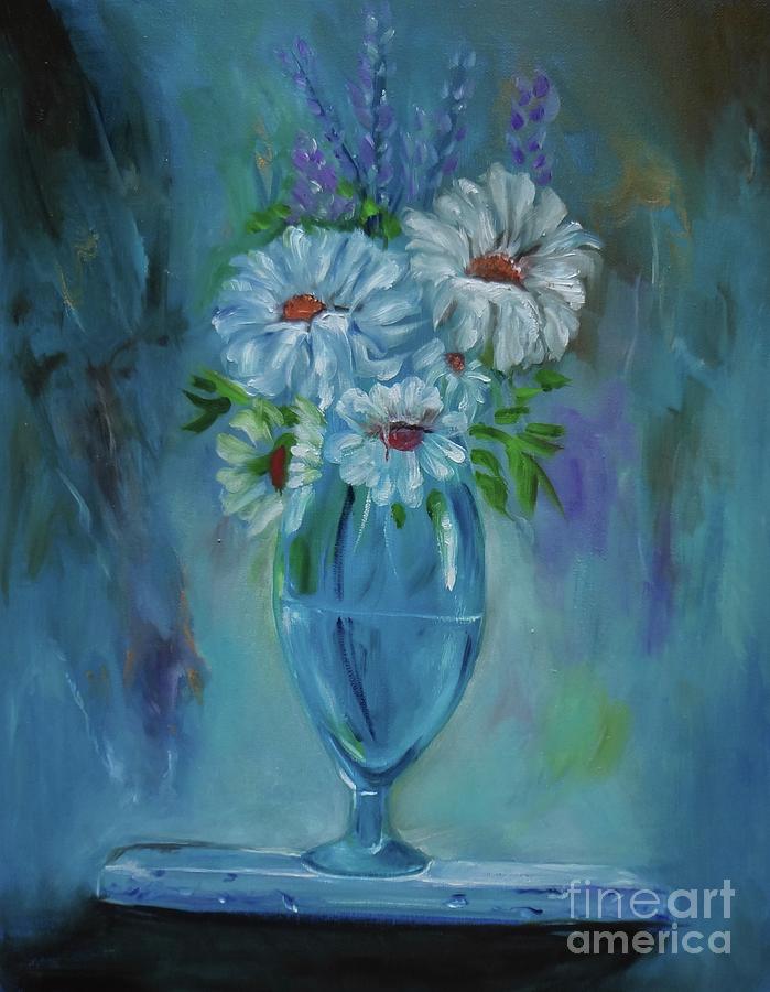 Turquoise Glass Painting by Jenny Lee