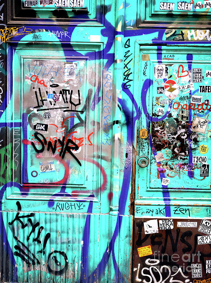 Turquoise Graffiti Door in Barcelona Spain Photograph by John Rizzuto ...