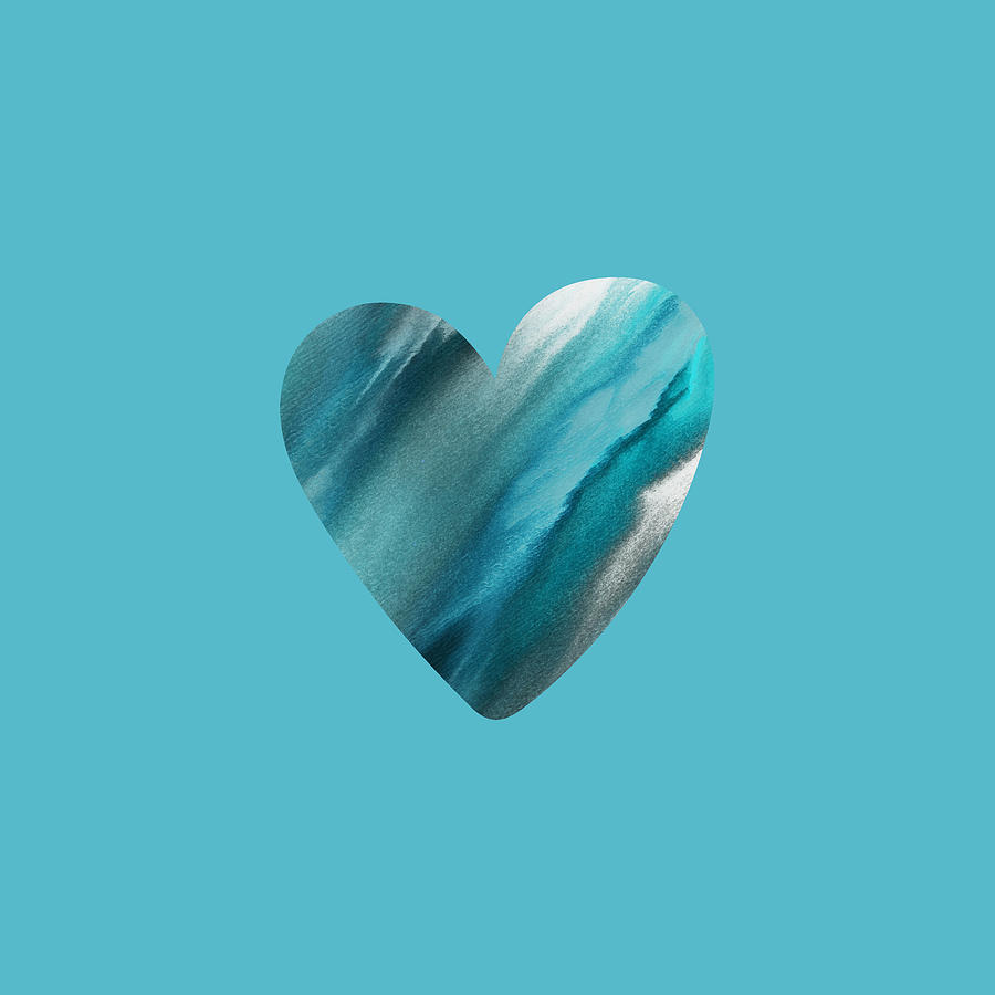 Turquoise Heart Art II Painting by Irina Sztukowski