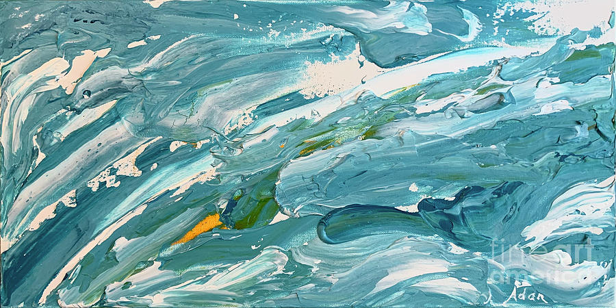 Turquoise Impressionist Abstract 1 Painting by Felipe Adan Lerma