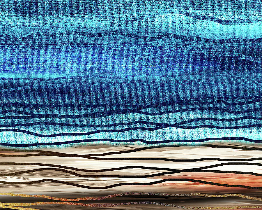 Turquoise Morning Beach After The Storm Landscape  Painting by Irina Sztukowski