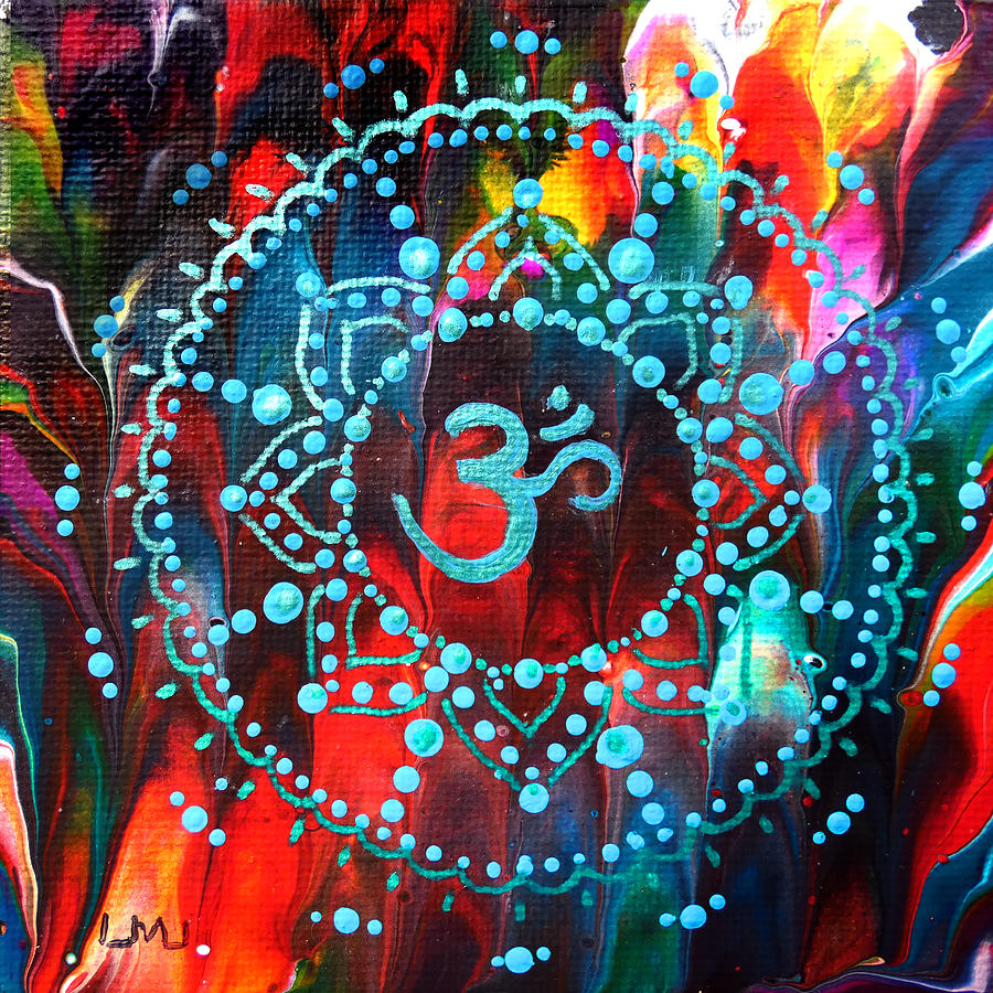 Turquoise Om Mandala Painting by Laura Iverson