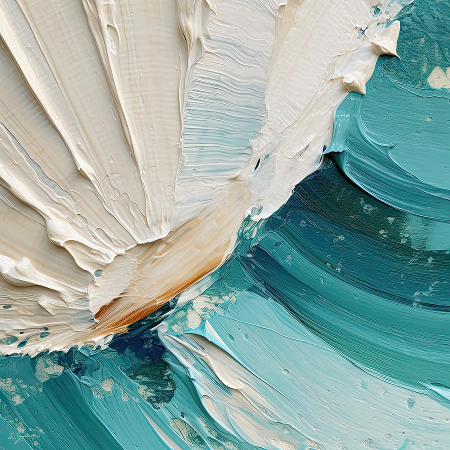 Turquoise Seashells - Coastal Artwork for Walls Painting by Lourry Legarde