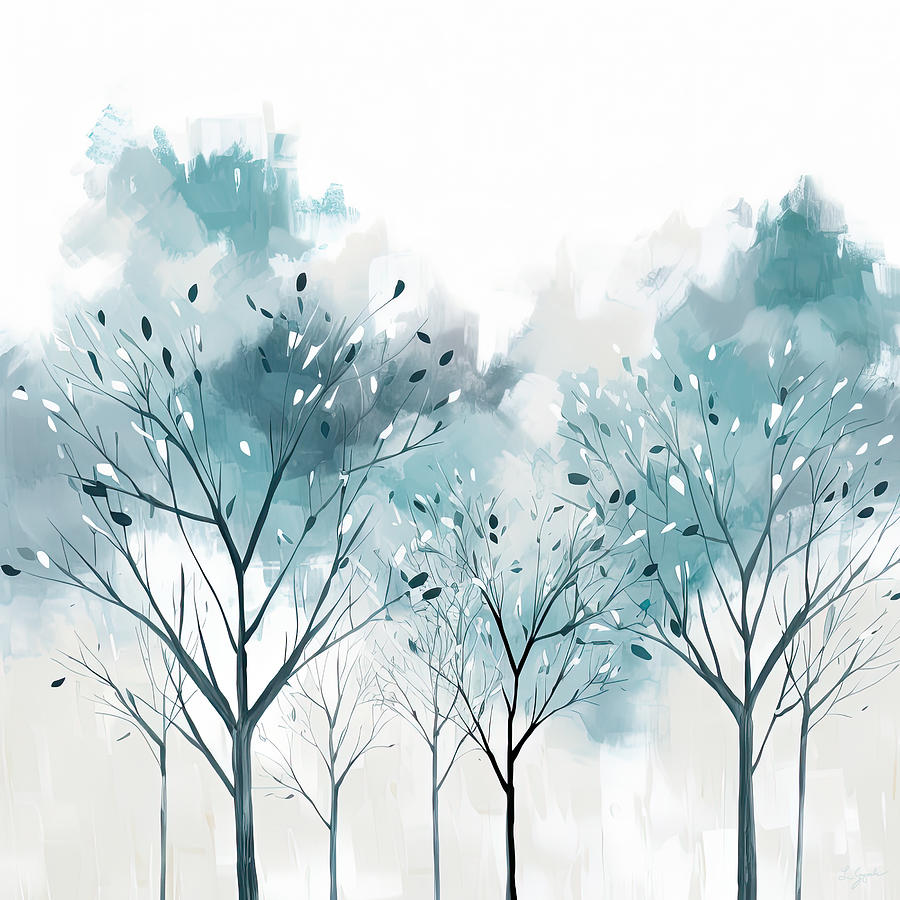 Blue Painting - Turquoise Trees Art by Lourry Legarde