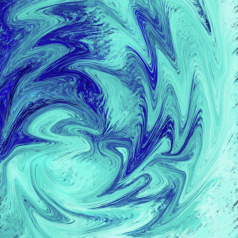 Turquoise Ultramarine Swirl Abstract Decor Painting