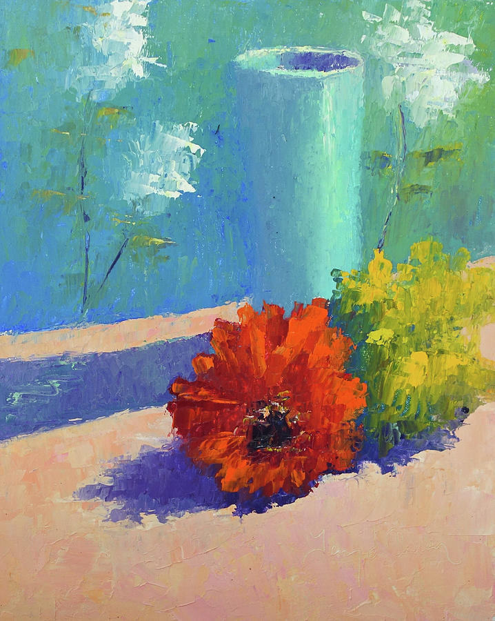 Turquoise Vase Painting by Terry Chacon