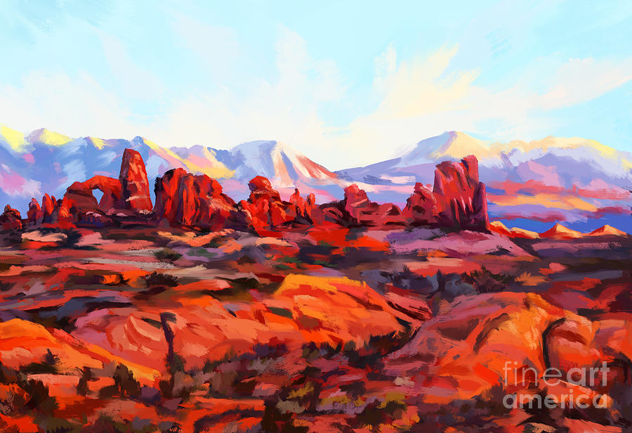 Turret Arch At Sunset Painting by Tim Gilliland