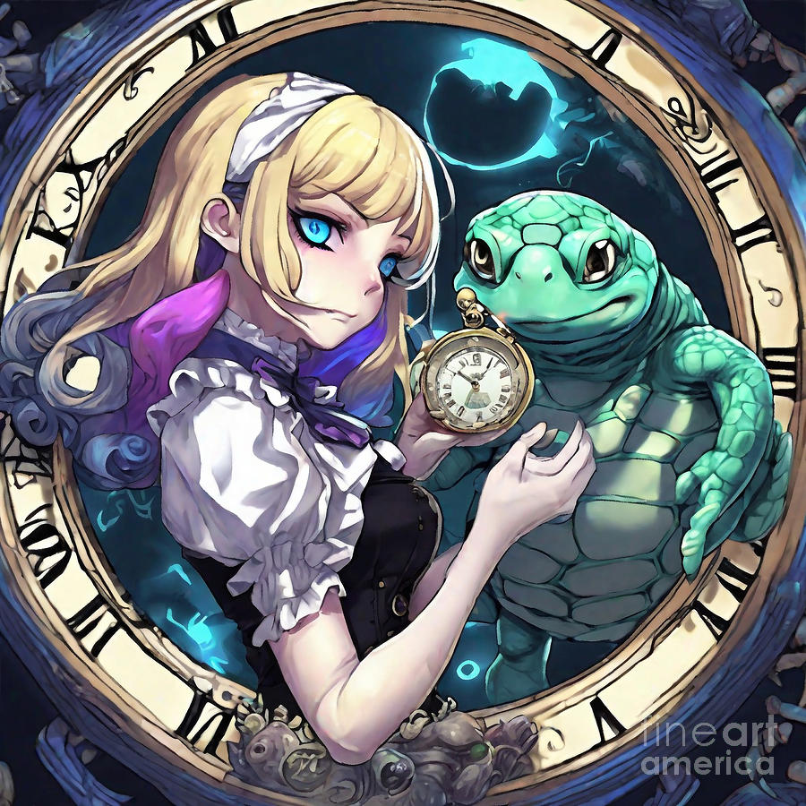 Turtle As Alices Pocket Watch Drawing