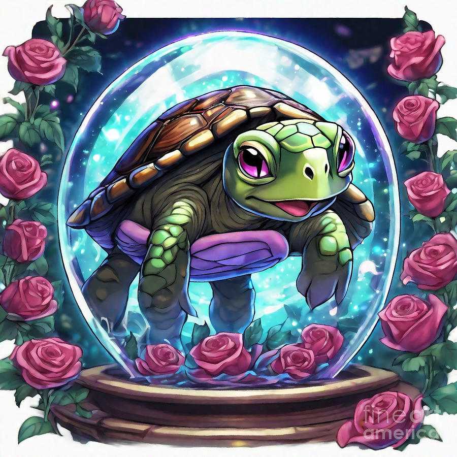 Turtle As Belles Enchanted Rose Dome Drawing