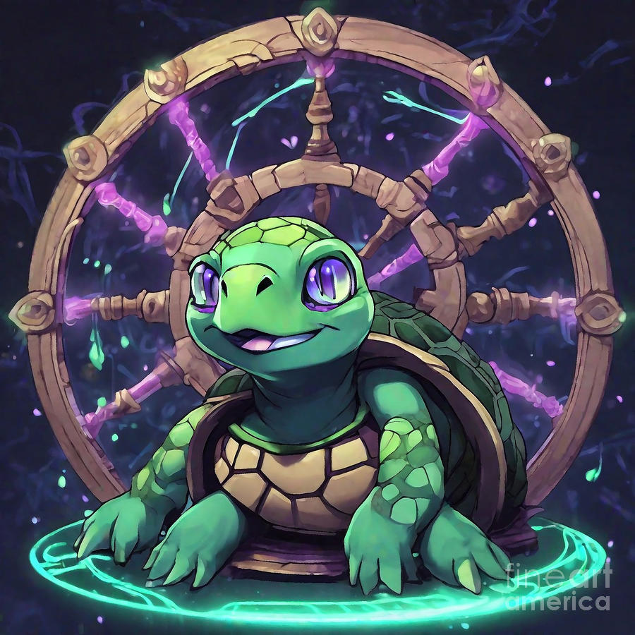 Turtle As Maleficents Spinning Wheel Drawing
