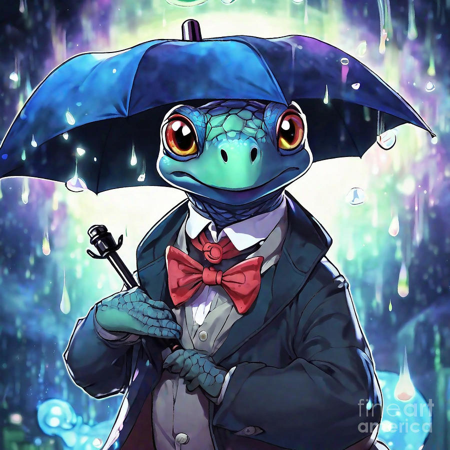 Turtle As Mary Poppins Umbrella Drawing