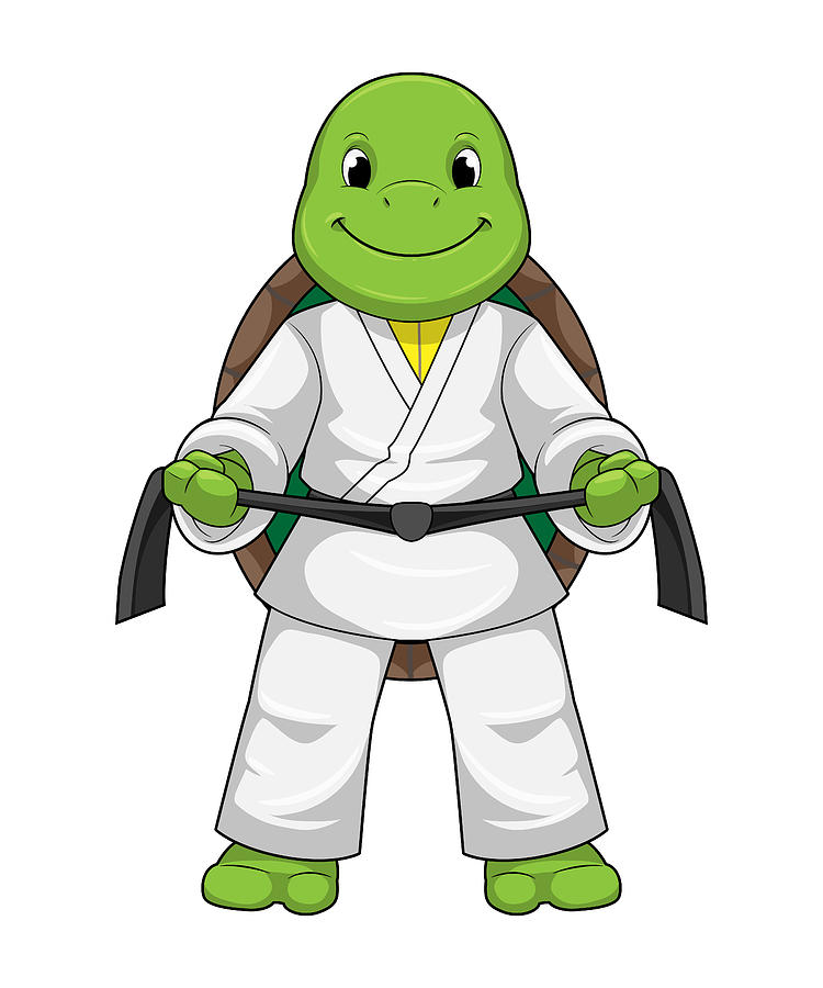 Turtle at Martial arts with black Belt Painting by Markus Schnabel - Pixels